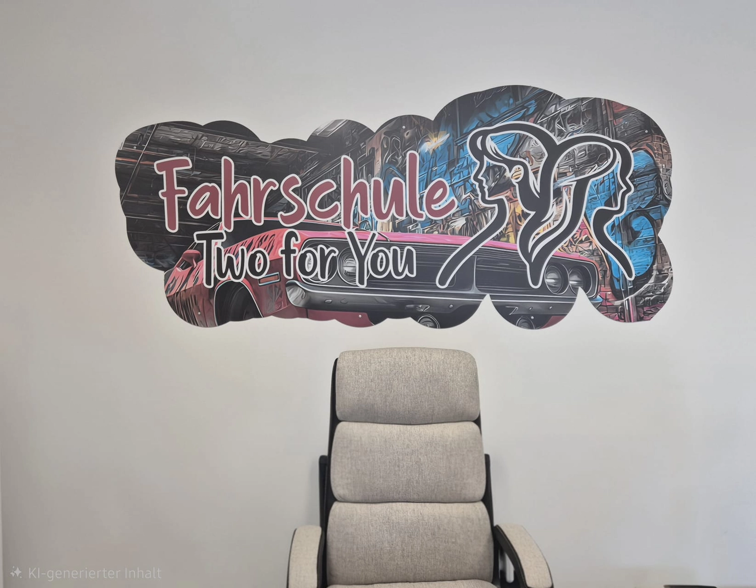 Fahrschule Two for You GmbH – Das Interieur der Fahrschule Two for You mit modernen Holzmöbeln und einer separaten Kaffeestation.